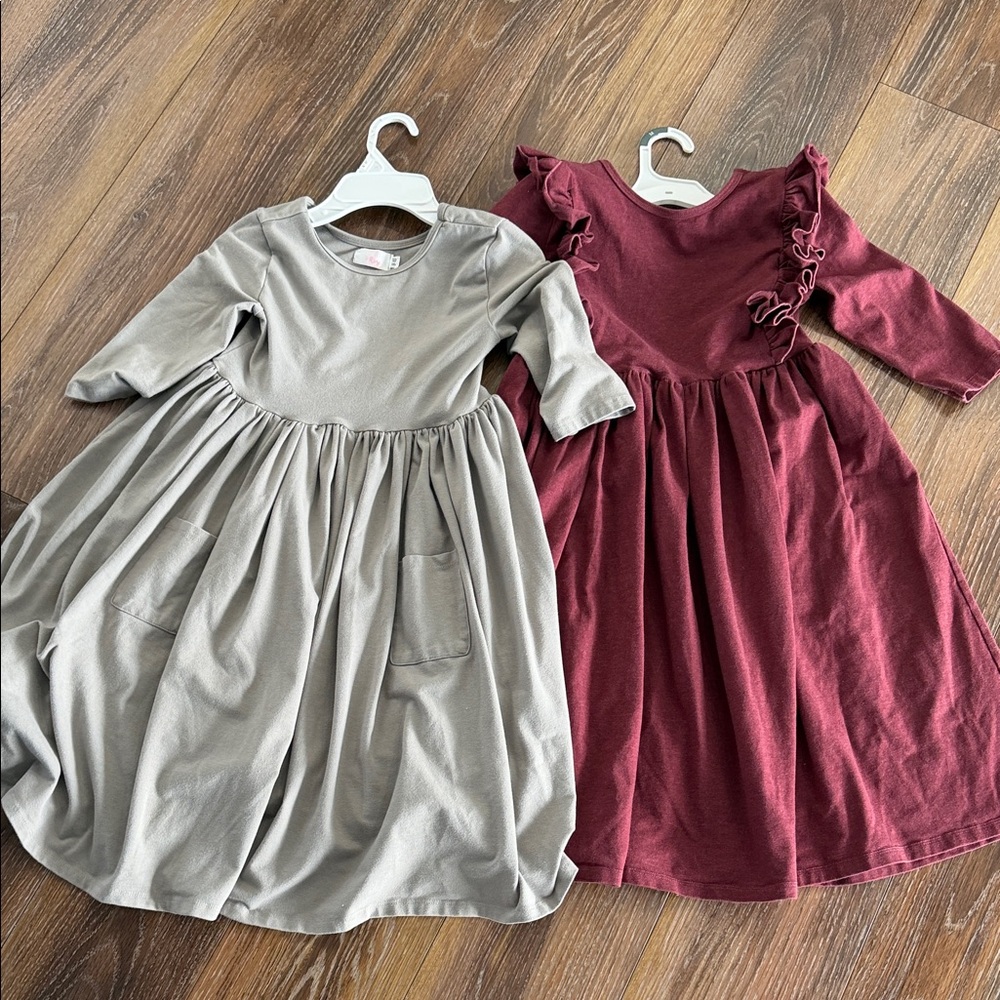 Chic Kids Dresses in Gray and Burgundy